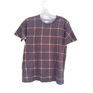 Vintage Prada women’s Large‎ T-shirt Plaid Brown Triangle top Stripes